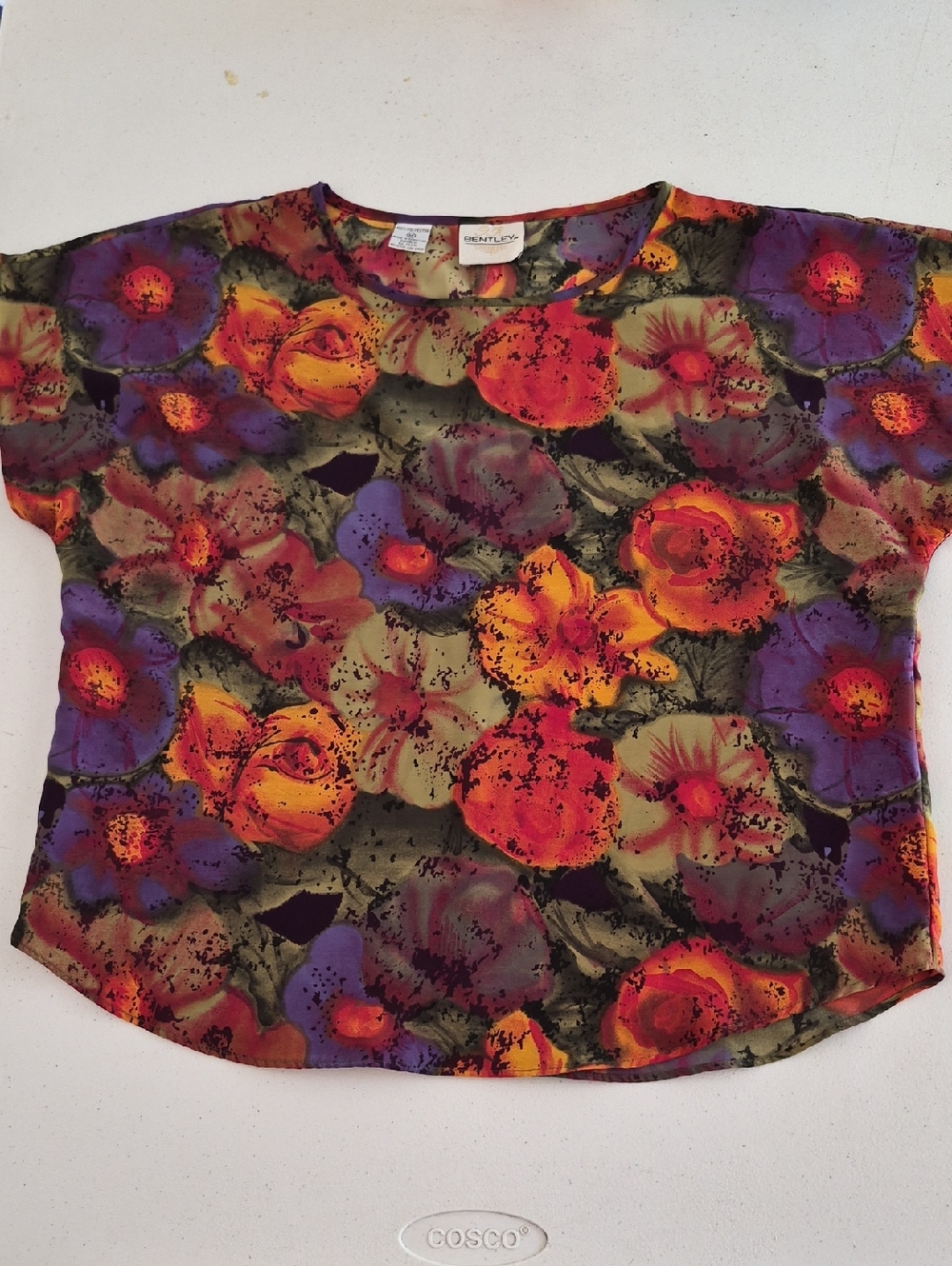 Bentley Women’s Floral Short-Sleeve Blouse in Multi-Color Size M